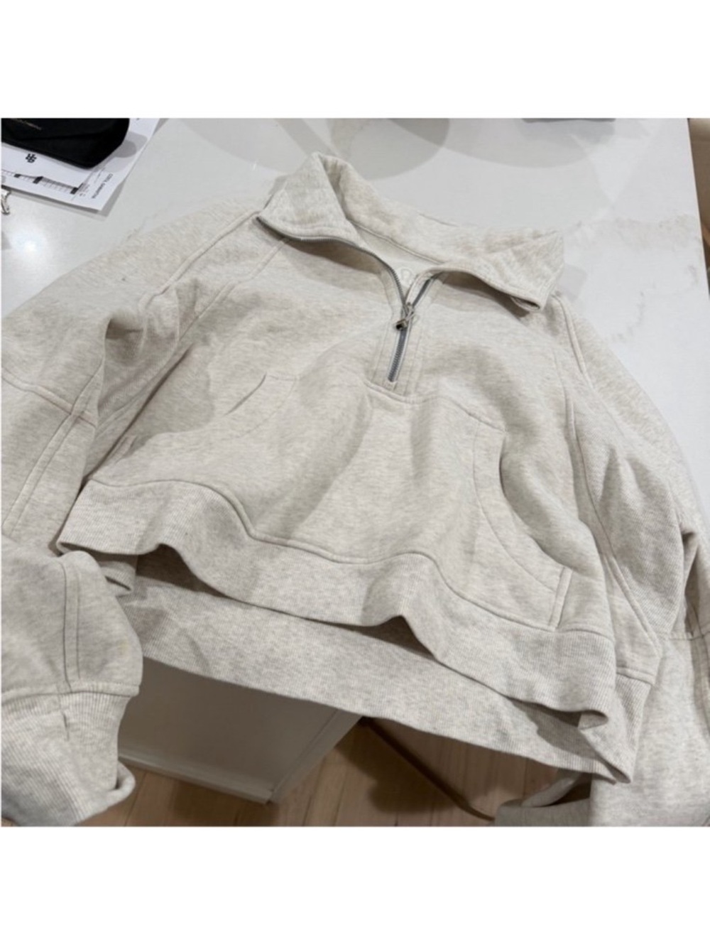 lululemon athletica Cropped Quarter-Zip Pullover in Light Oatmeal M/L